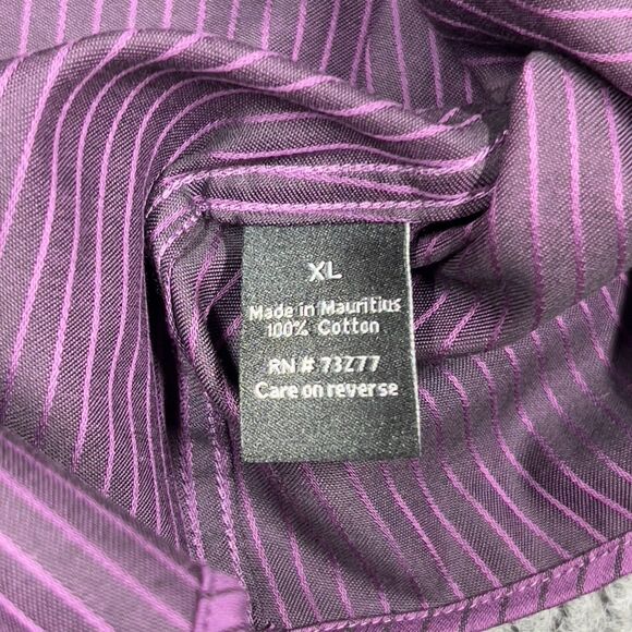 VTG APT 9 Luxury Shirt Mens XL Purple Black Striped Modern Fit Button Down NWT - Picture 10 of 16